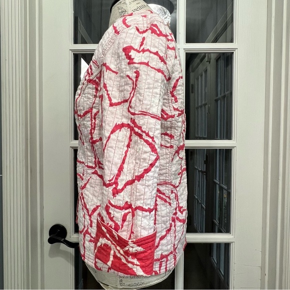 Chico’s Quilted Blazer Jacket Womens Size 0 Reversible Open Front Coral - Picture 4 of 11